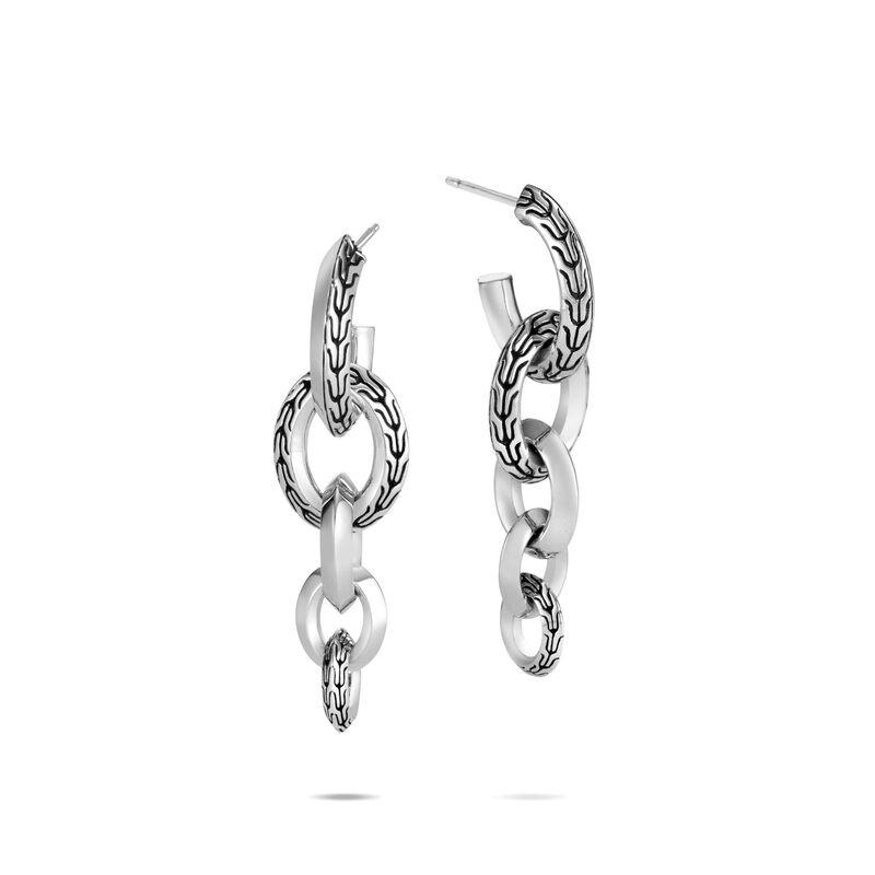 Classic Chain Knife Edge Drop Earring in Silver