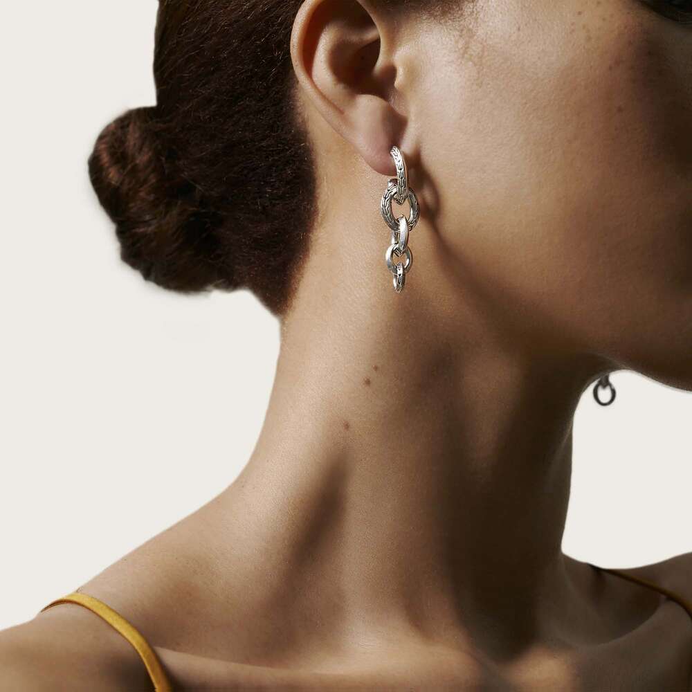 Classic Chain Knife Edge Drop Earring in Silver