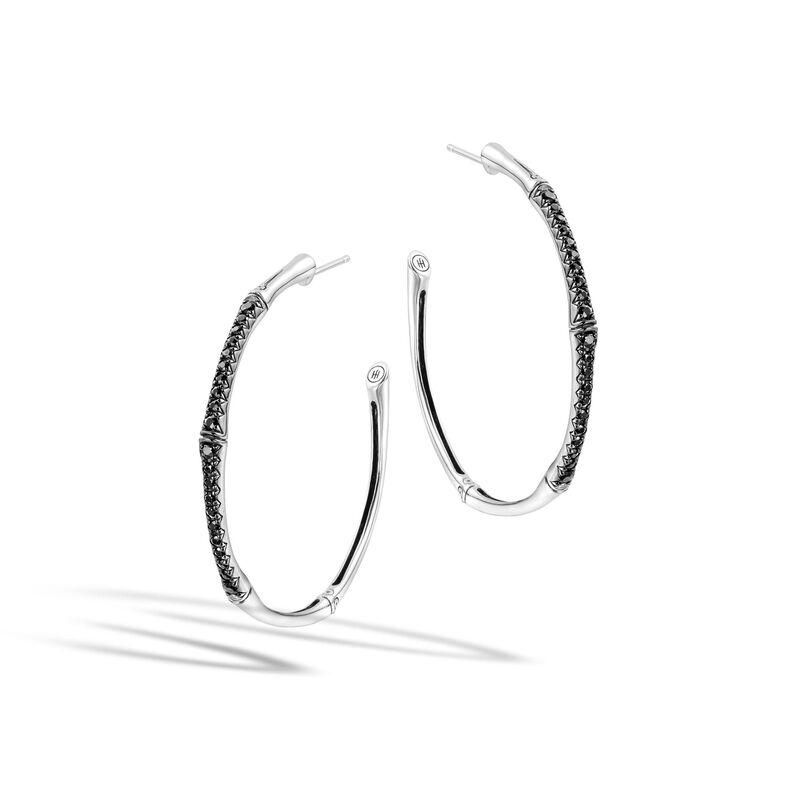 Bamboo Large Hoop Earring with Black Sapphire