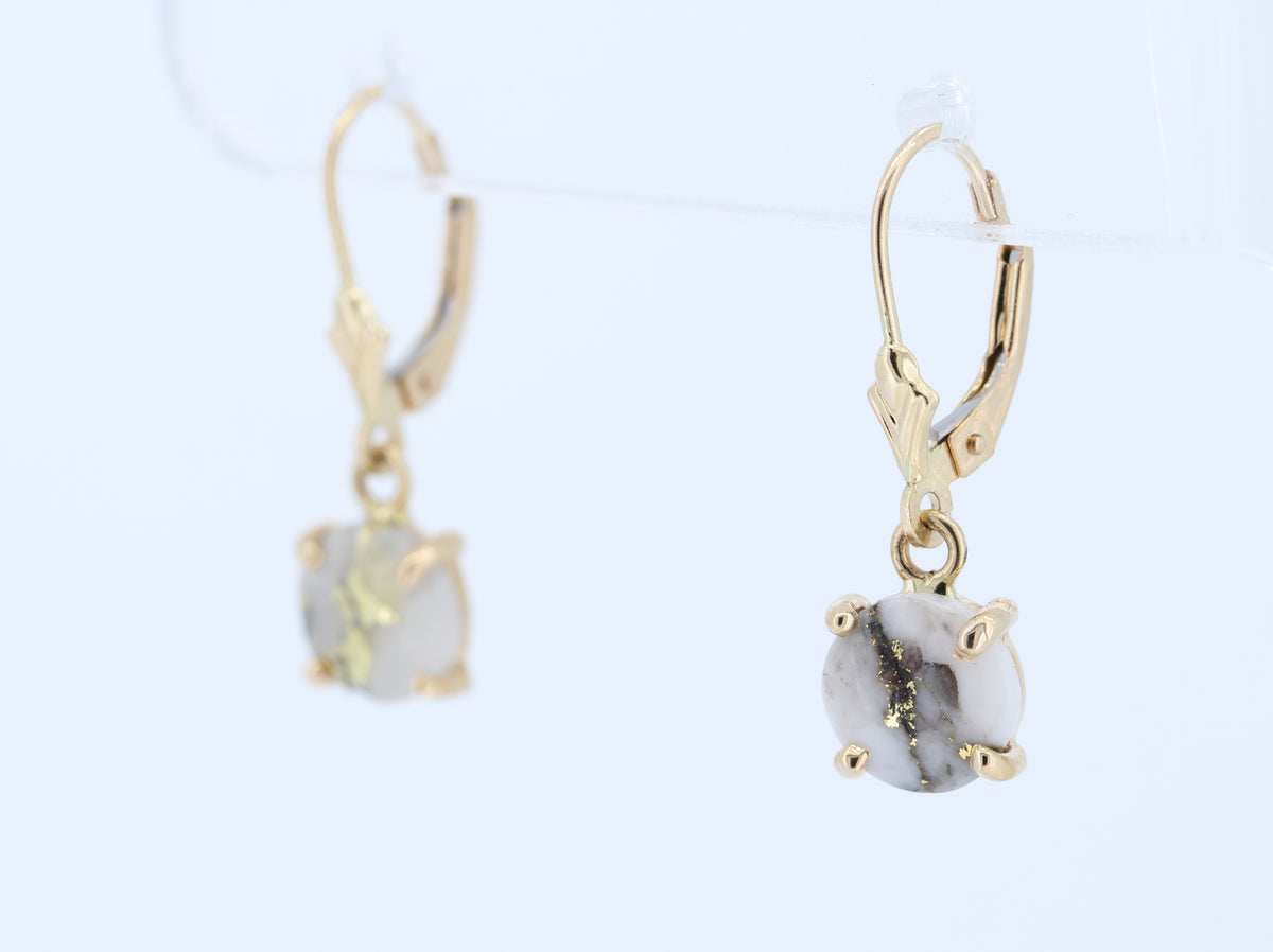 14K Yellow Natural Gold Quartz Earrings