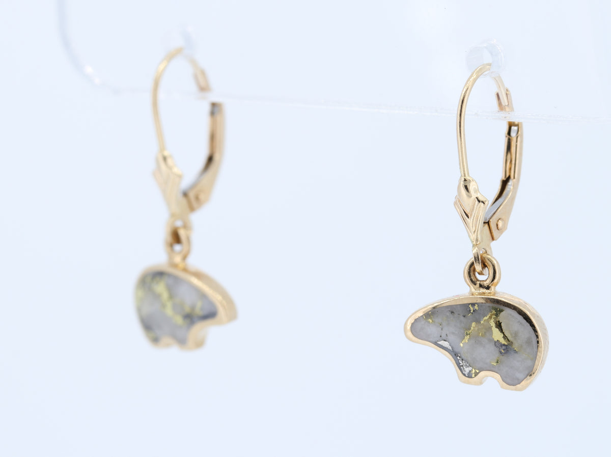 14K Yellow Natural Gold Quartz Earrings