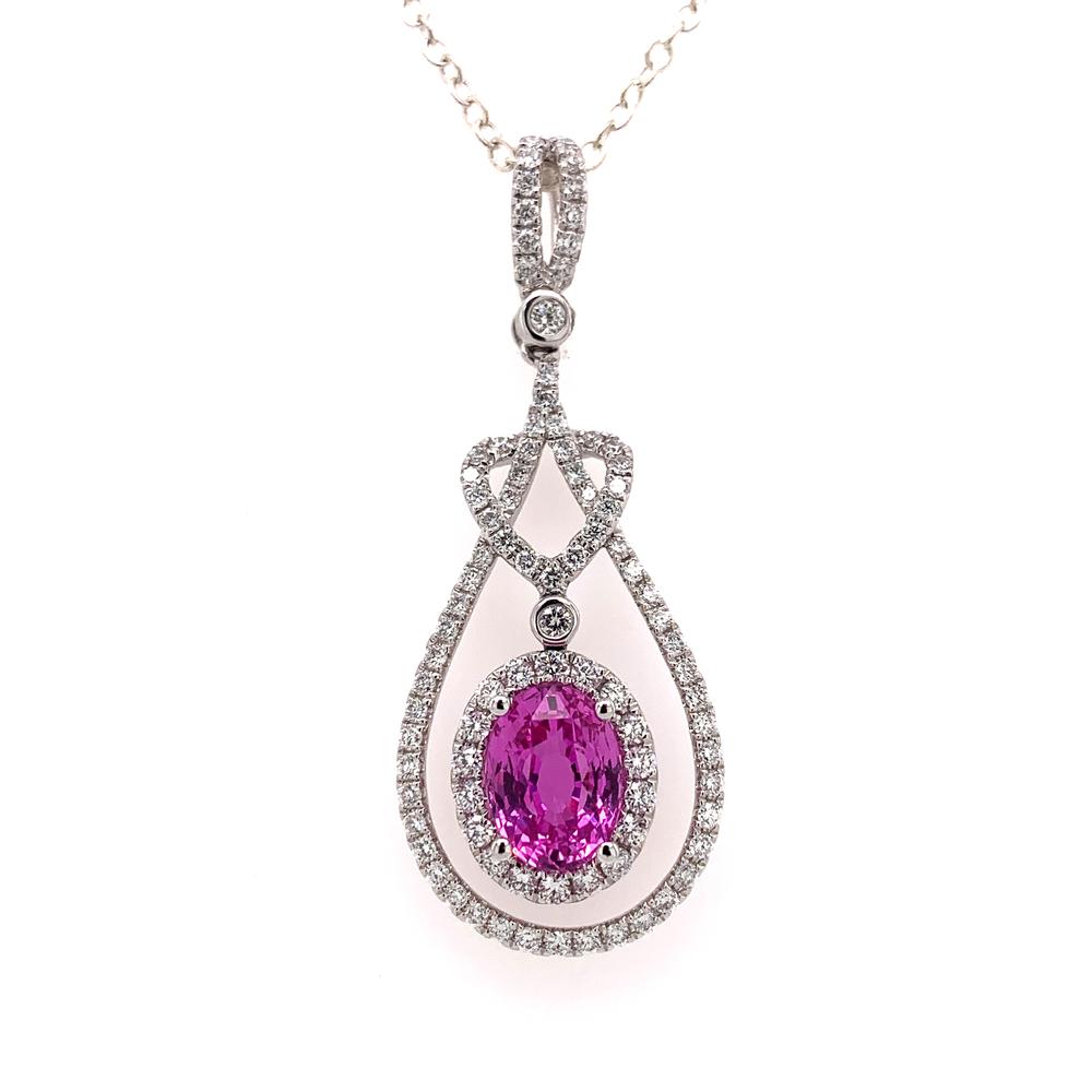 18kw pink sapphire pendant