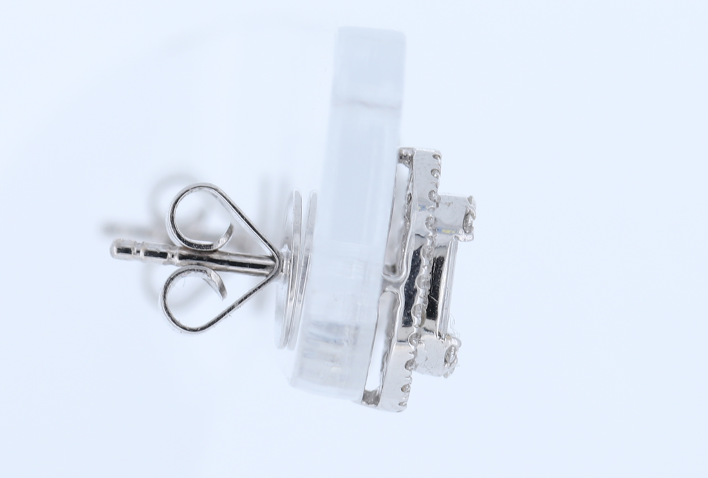 18Kt Ladies White Gold Diamond Post Solitaire Look Earring With Total Weight Diamonds .74Cts