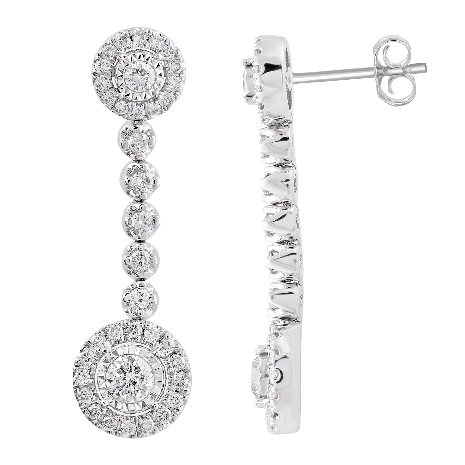 Fashion Drop Earrings Made In 14K White Gold