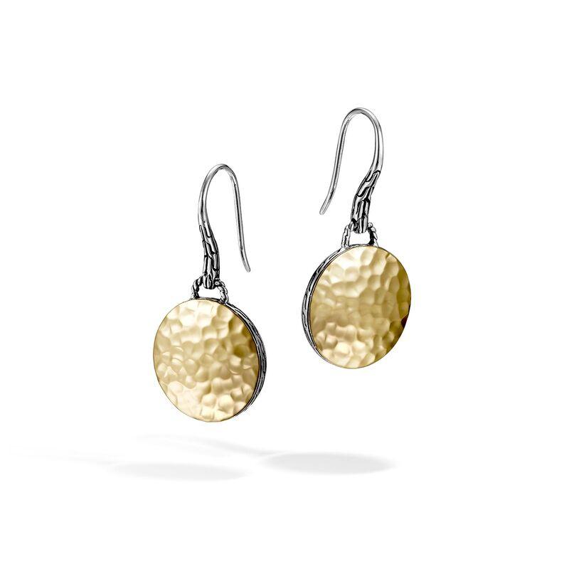 Dot Drop Earring in Silver and Hammered 18K Gold