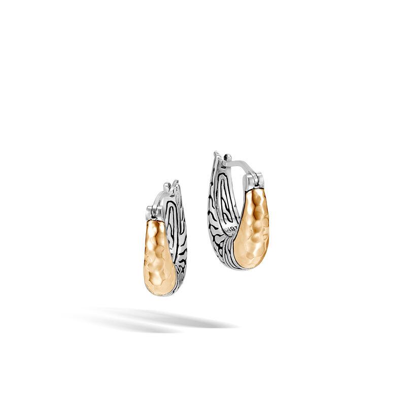 Classic Chain Hoop Earring in Silver and Hammered 18K Gold