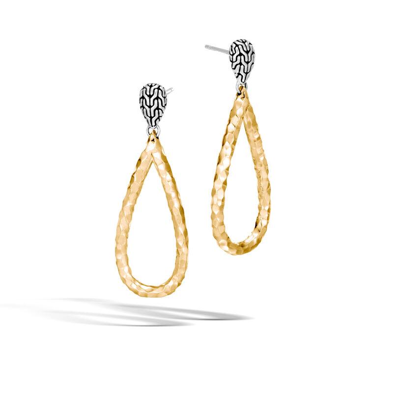 Classic Chain Drop Earring in Silver and Hammered 18K Gold
