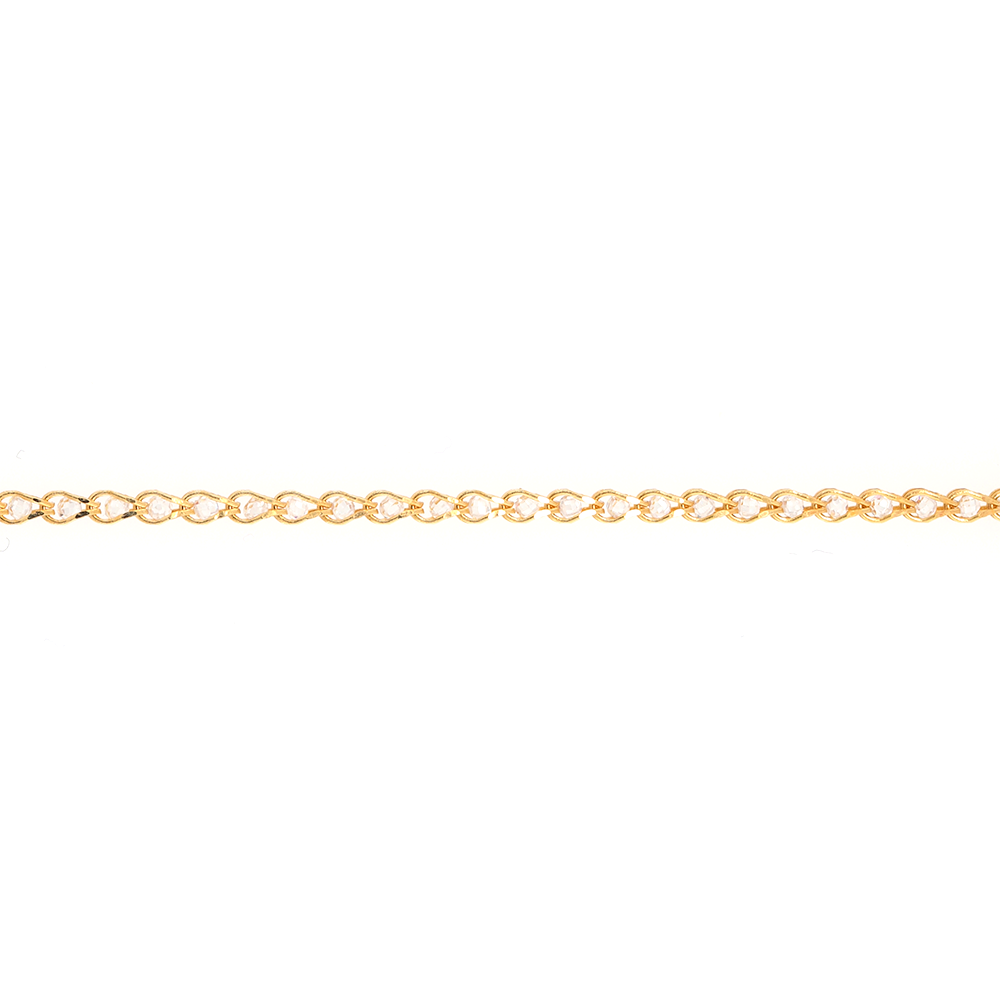 14K Yellow Gold Fancy Link Chain With Crystals