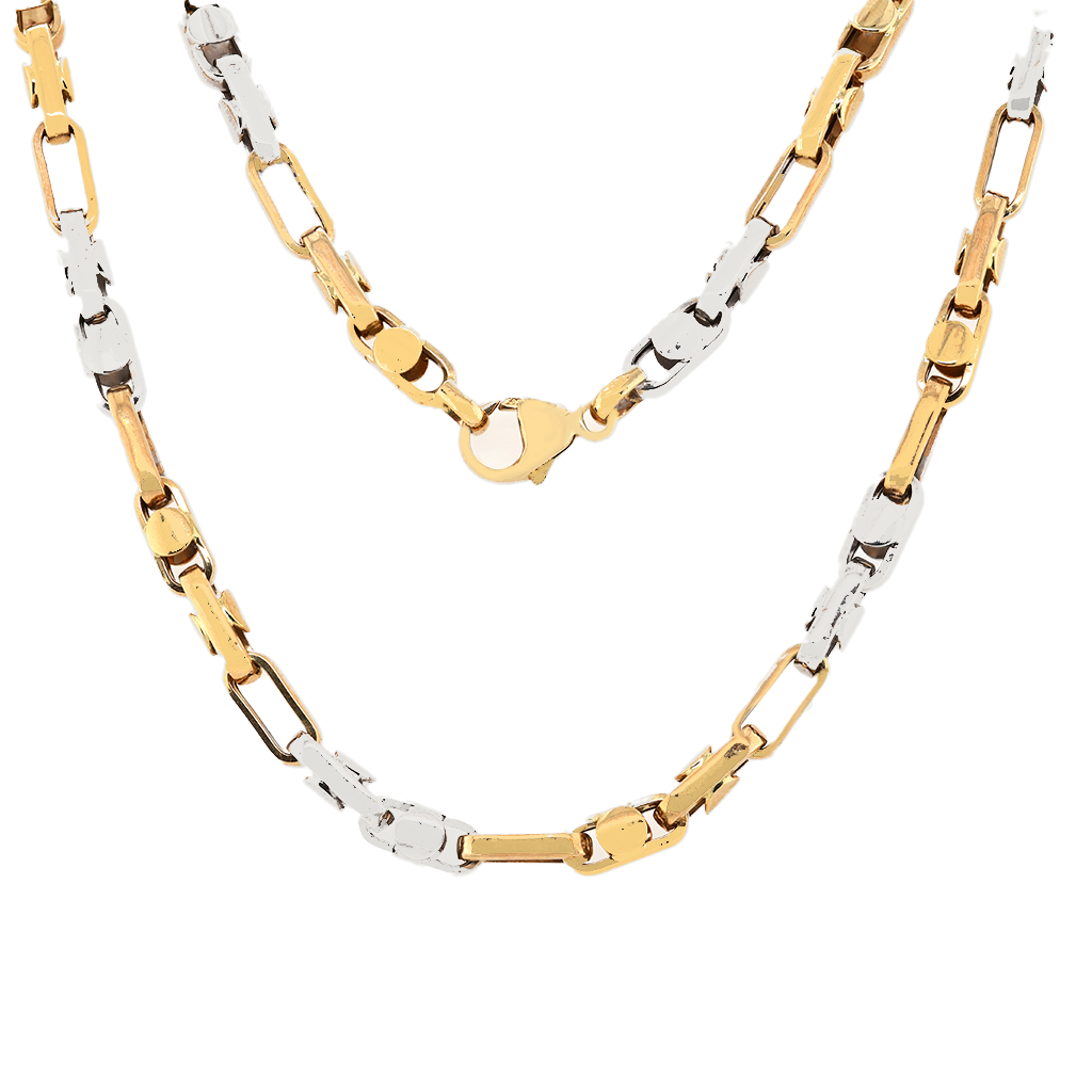 14K Two Tone Fancy Link Chain