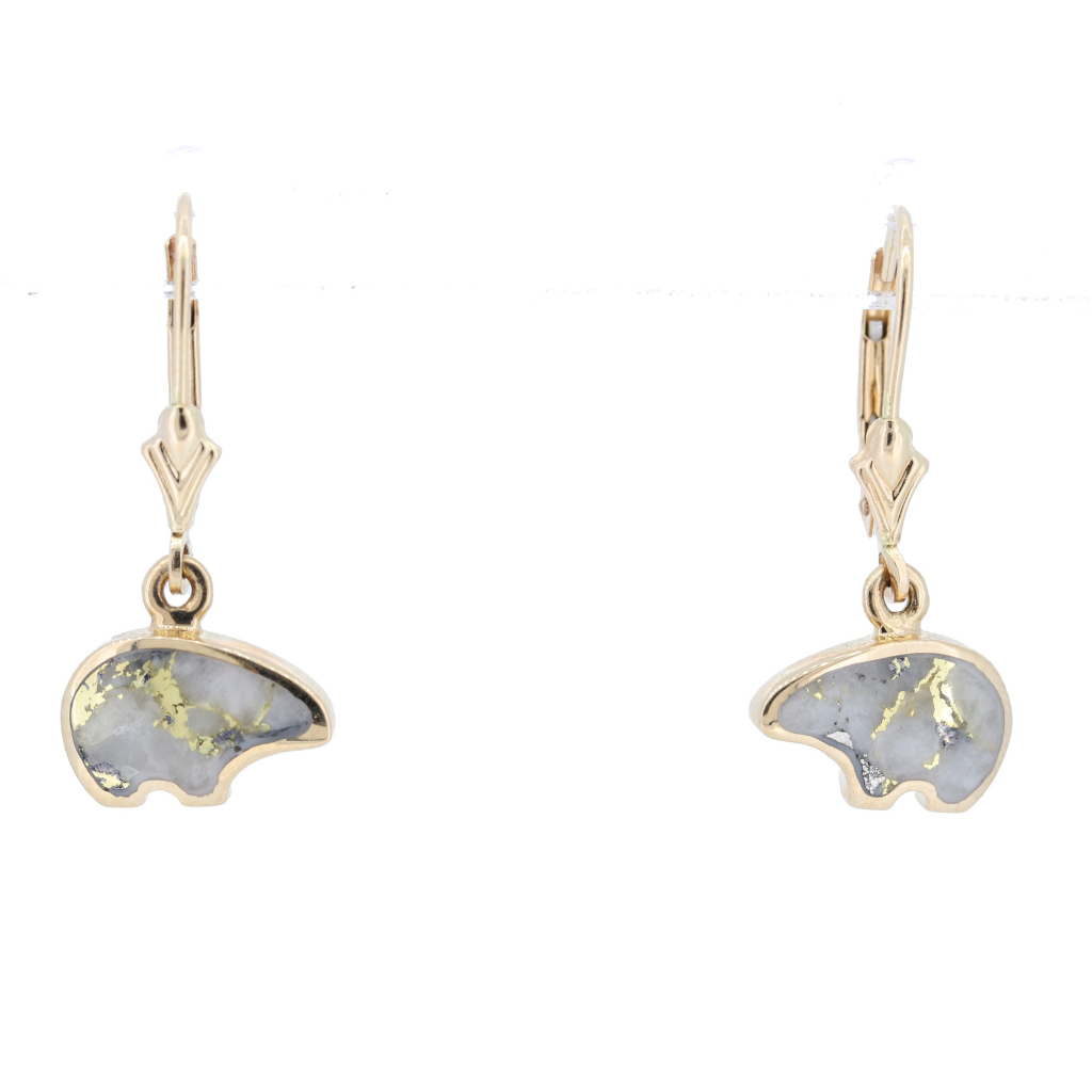 14K Yellow Natural Gold Quartz Earrings