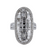 18Kw Elongated Oval Diamond Ring With Round And Step Emerald Cut Diamonds. D-2.65