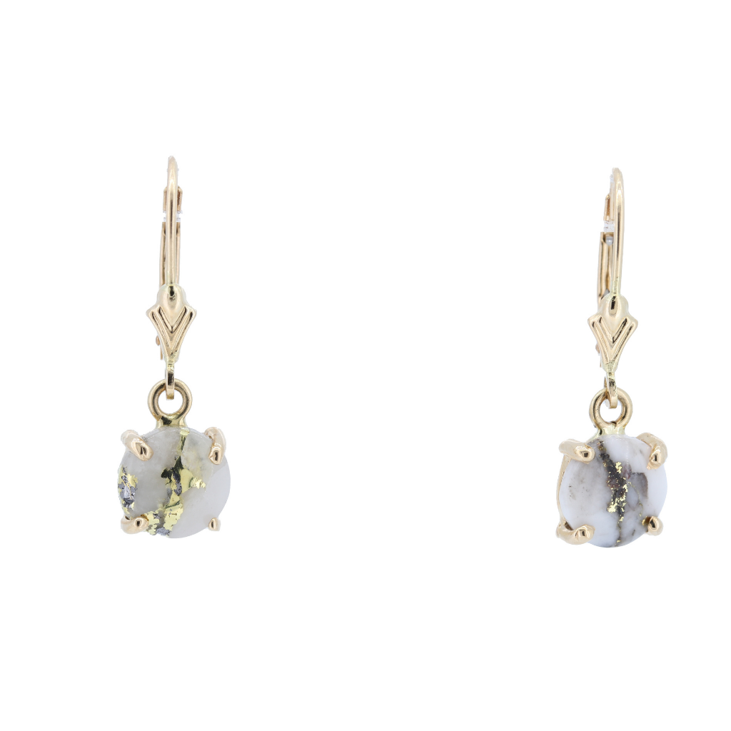 14K Yellow Natural Gold Quartz Earrings