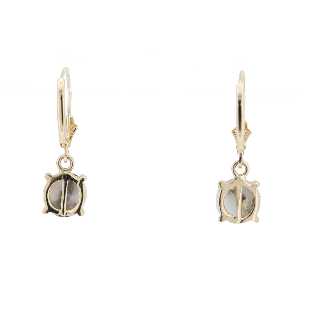 14K Yellow Natural Gold Quartz Earrings