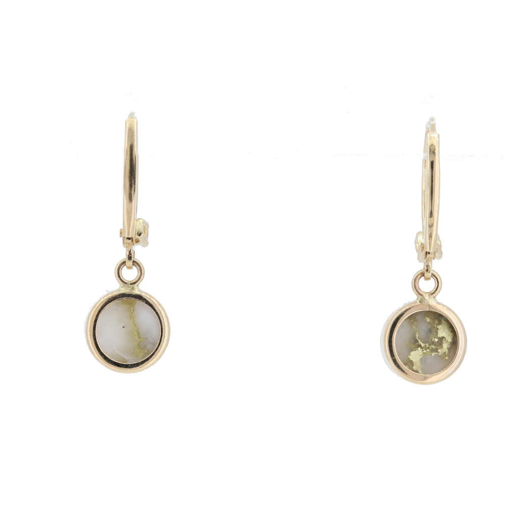14K Yellow Natural Gold Quartz Earrings With 0.10Ct Diamonds