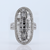 18Kw Elongated Oval Diamond Ring With Round And Step Emerald Cut Diamonds. D-2.65