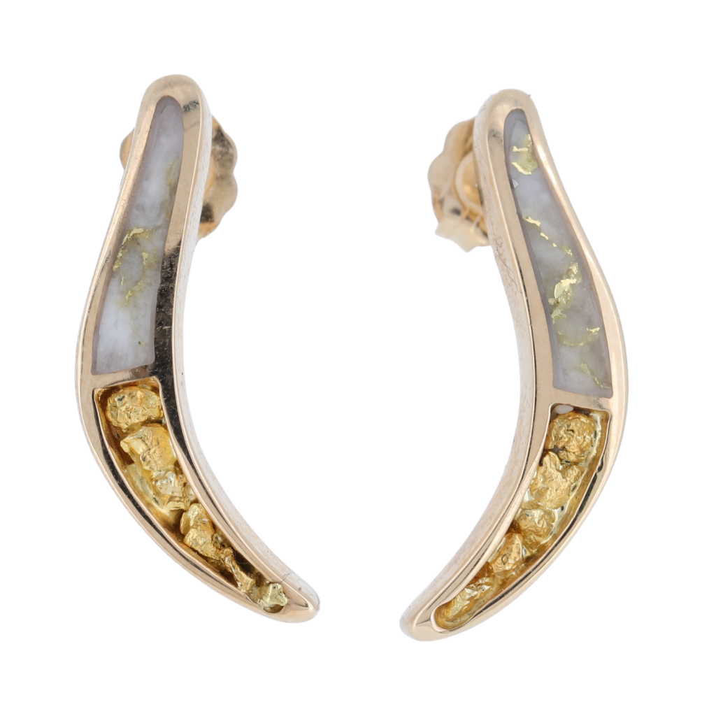 14K Yellow Natural Gold Quartz And Nuggets Earrings by Orocal