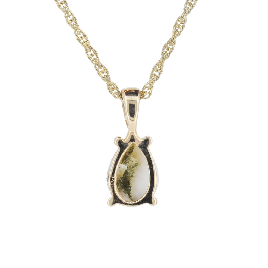 Natural Gold Quartz set in 14Kt Yellow Gold Pendant