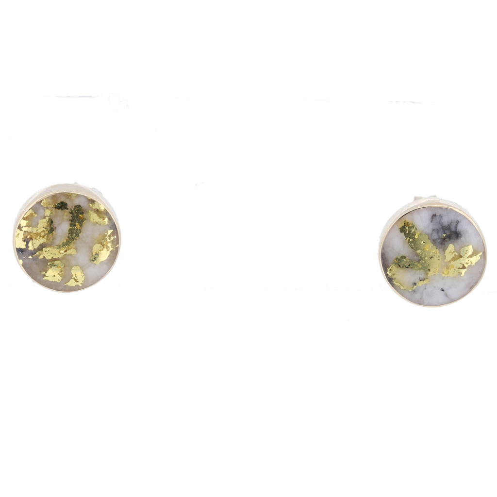 14K Yellow Natural Gold Quartz Studs
