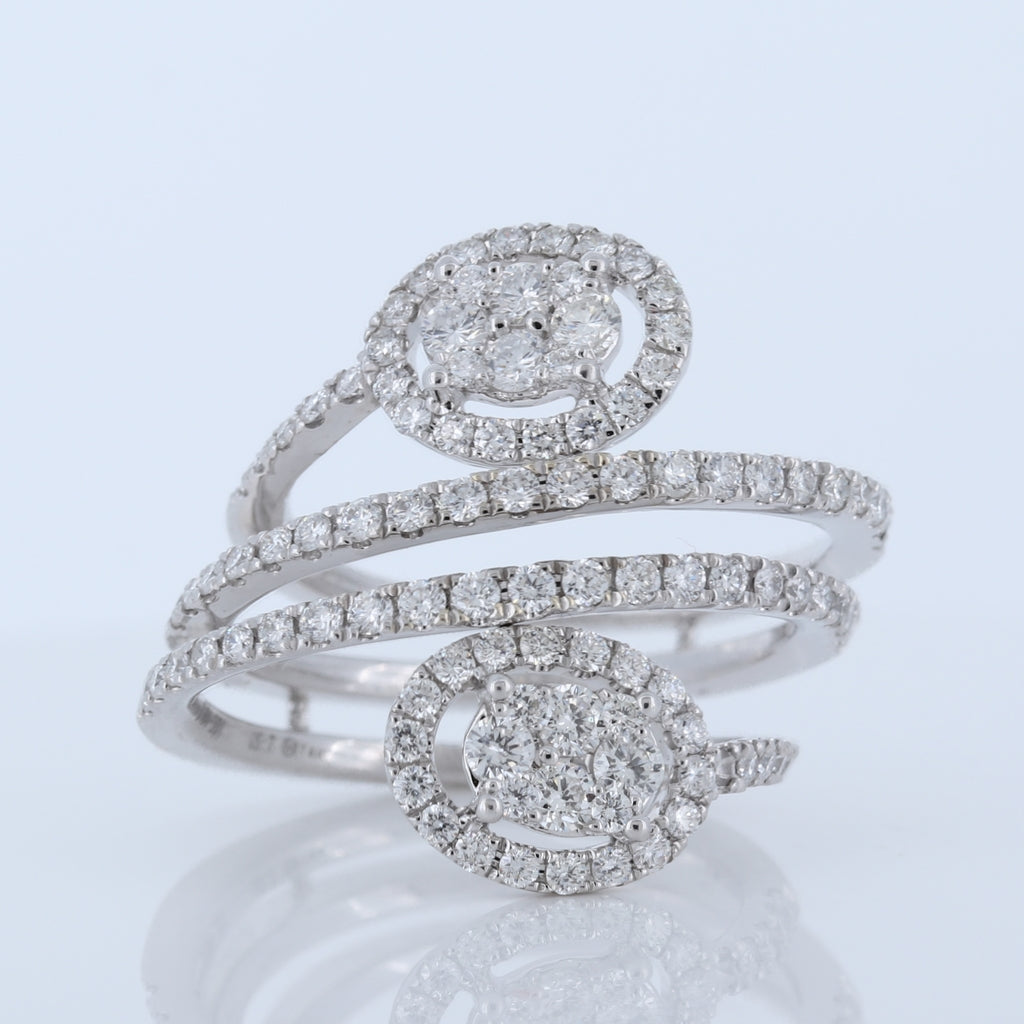 1.52ctw Diamond Cluster Bypass Ring in 14Kt White Gold