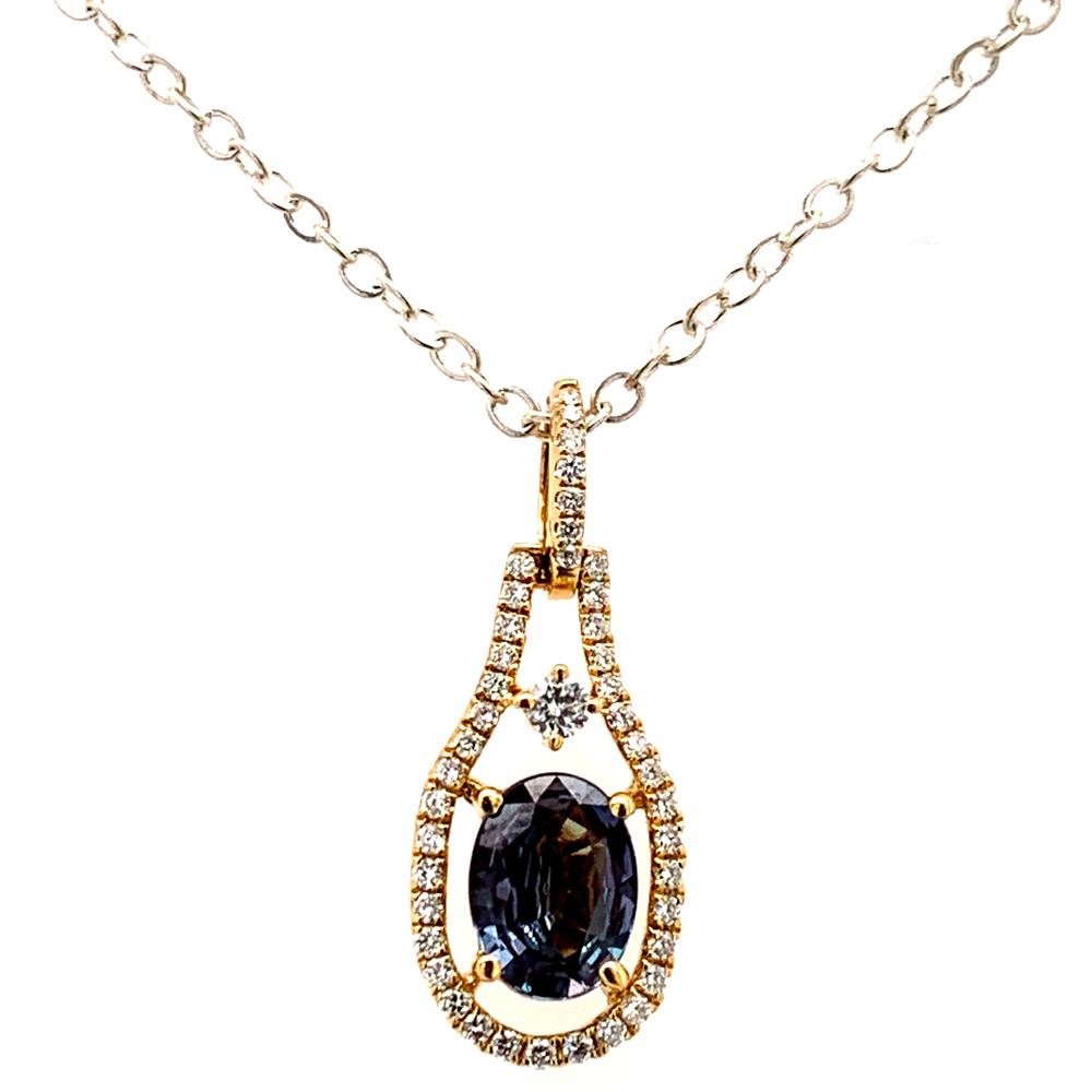 18k yellow gold pendant with a GIA certified alexandrite