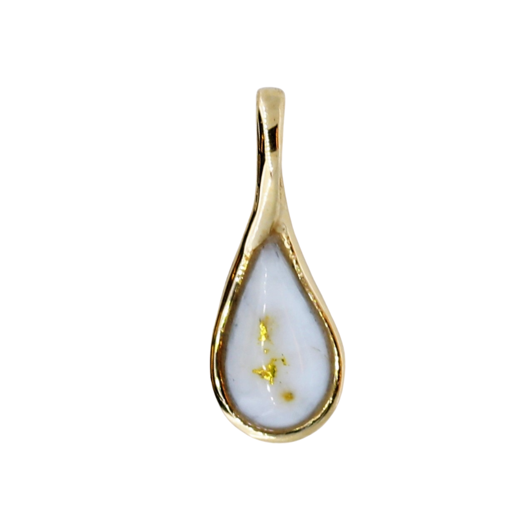 14K Yellow Orocal Gold Quartz Pear Shape Pendant