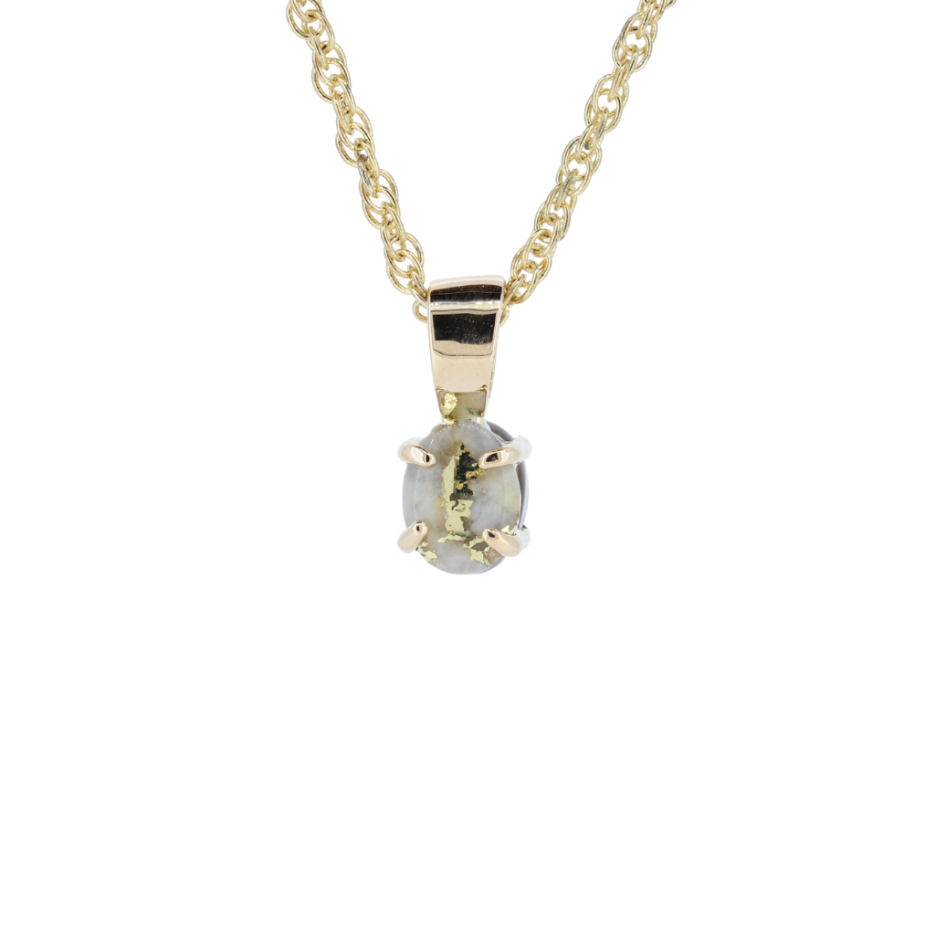 14K Yellow Gold Quartz / Ammolite Oval Reversible Pendant