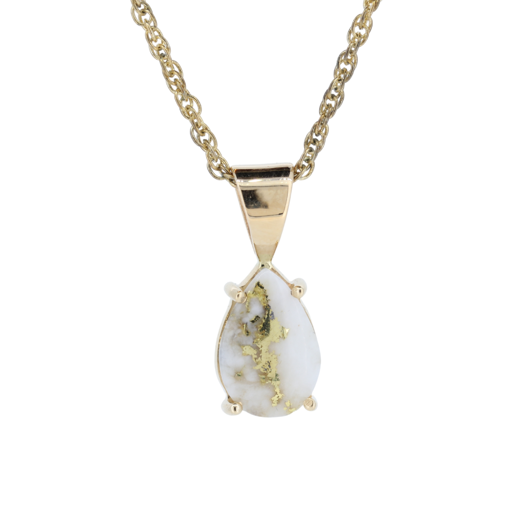 14K Yellow Gold Quartz Pear Shape 4 Prong Pendant
