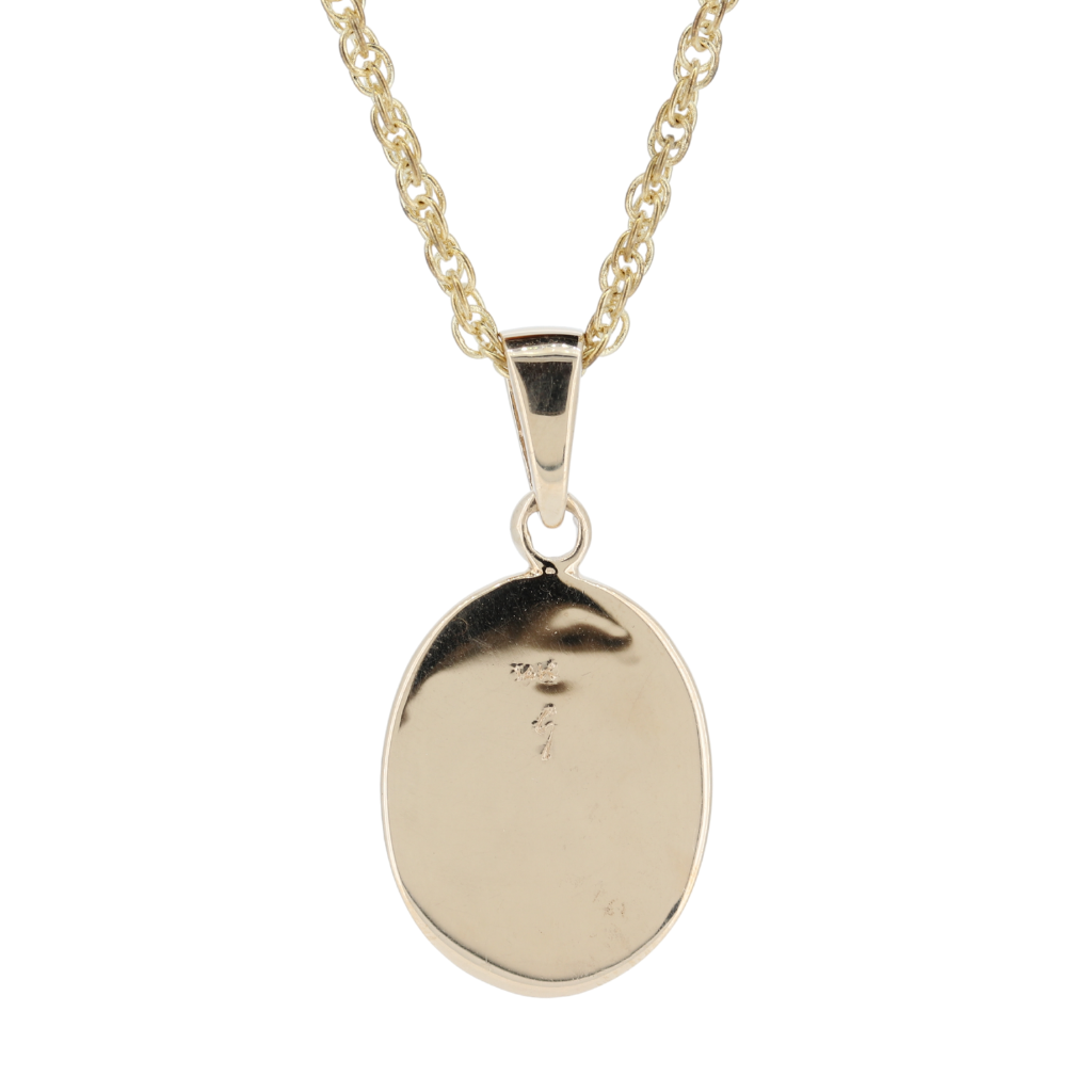 14K Yellow Gold Quartz Oval Bezel Pendant