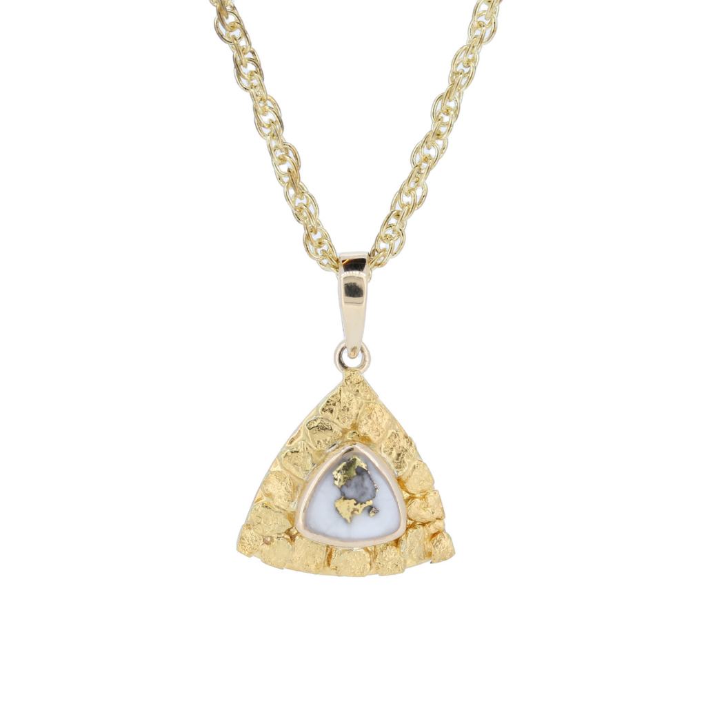 14K Yellow Gold Quartz &amp; Gold Nugget Pendant