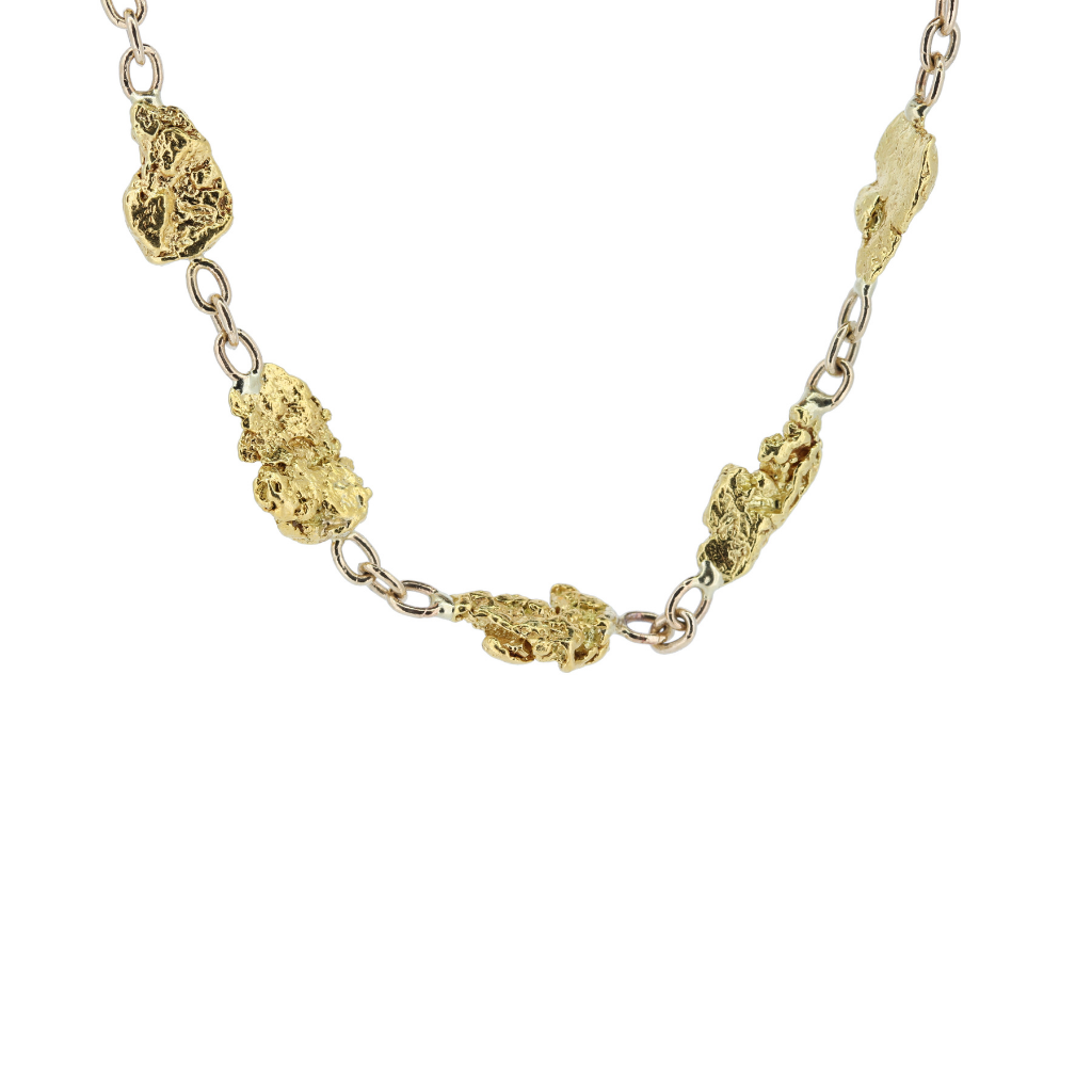14K Yellow Gold Nugget Necklace - 42.01 Grams