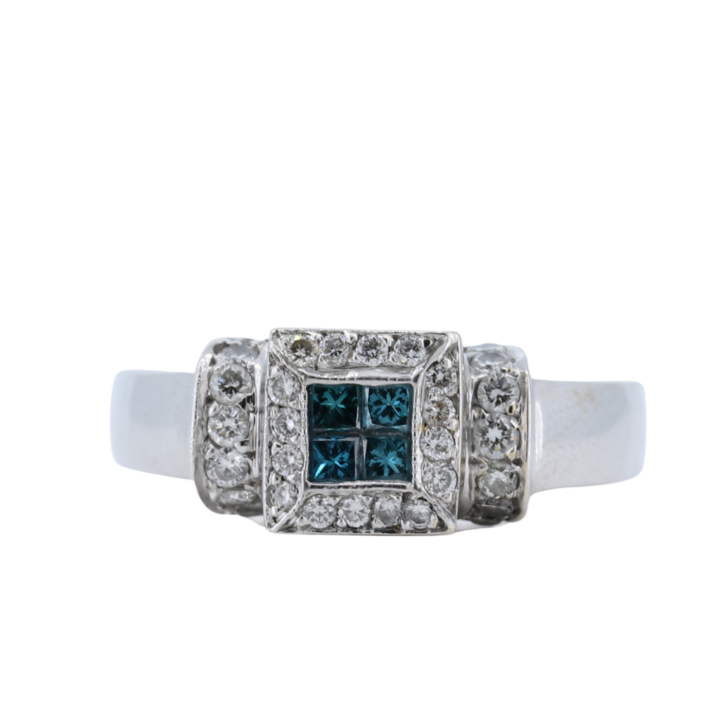 Elegant Blue Diamond Ring set in 18K Gold