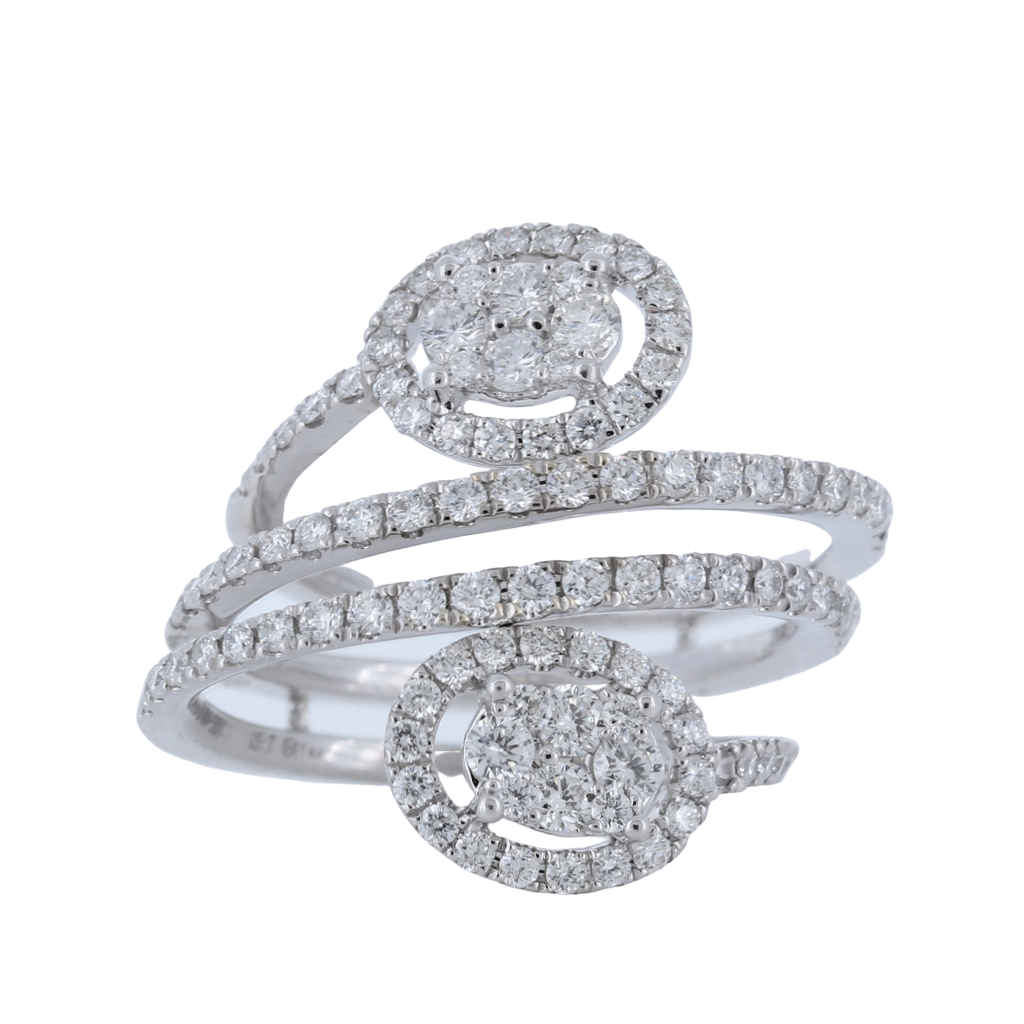 1.52ctw Diamond Cluster Bypass Ring in 14Kt White Gold