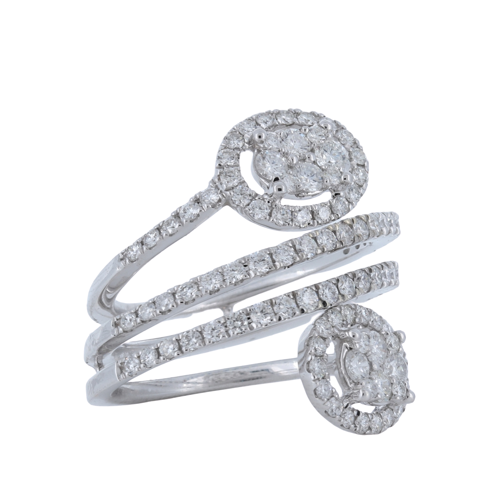 1.52ctw Diamond Cluster Bypass Ring in 14Kt White Gold