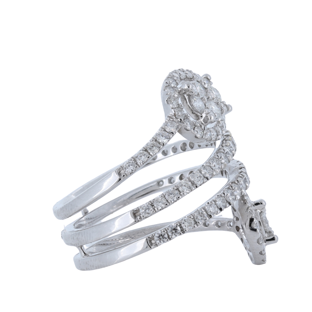 1.52ctw Diamond Cluster Bypass Ring in 14Kt White Gold