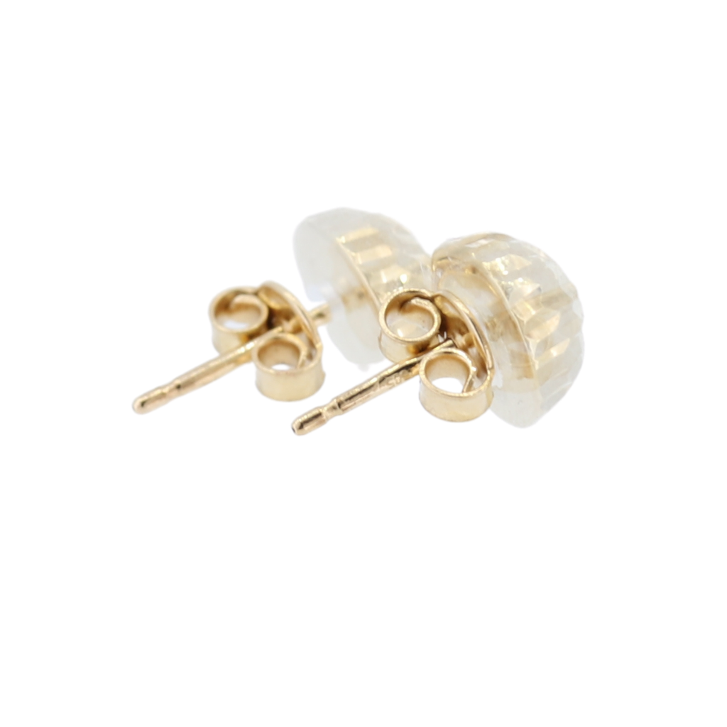 14Kt Yellow Gold Textured Diamond Cut Ball Stud Earrings