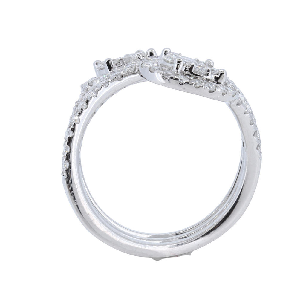1.52ctw Diamond Cluster Bypass Ring in 14Kt White Gold