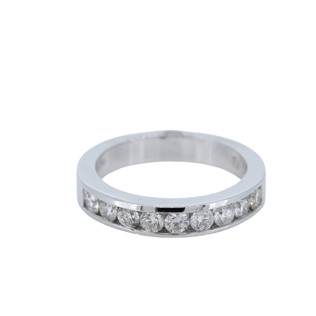 9 Stone Channel Set 0.75ctw Diamond Band in 14Kt White Gold