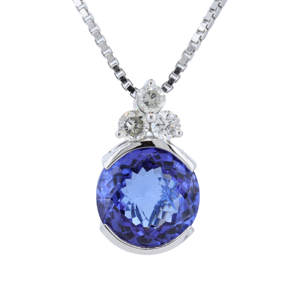 Round Tanzanite & 0.5 cttw Diamond Pendant