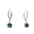 Sterling Silver Ammolite Round Lever Back Earrings.
