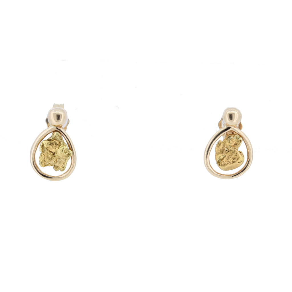 14K Yellow Gold Nugget Earrings