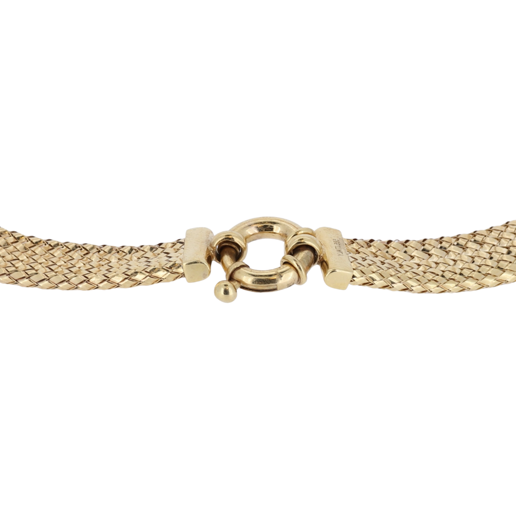 14K Yellow Gold Cleopatra Mesh Weave Necklace