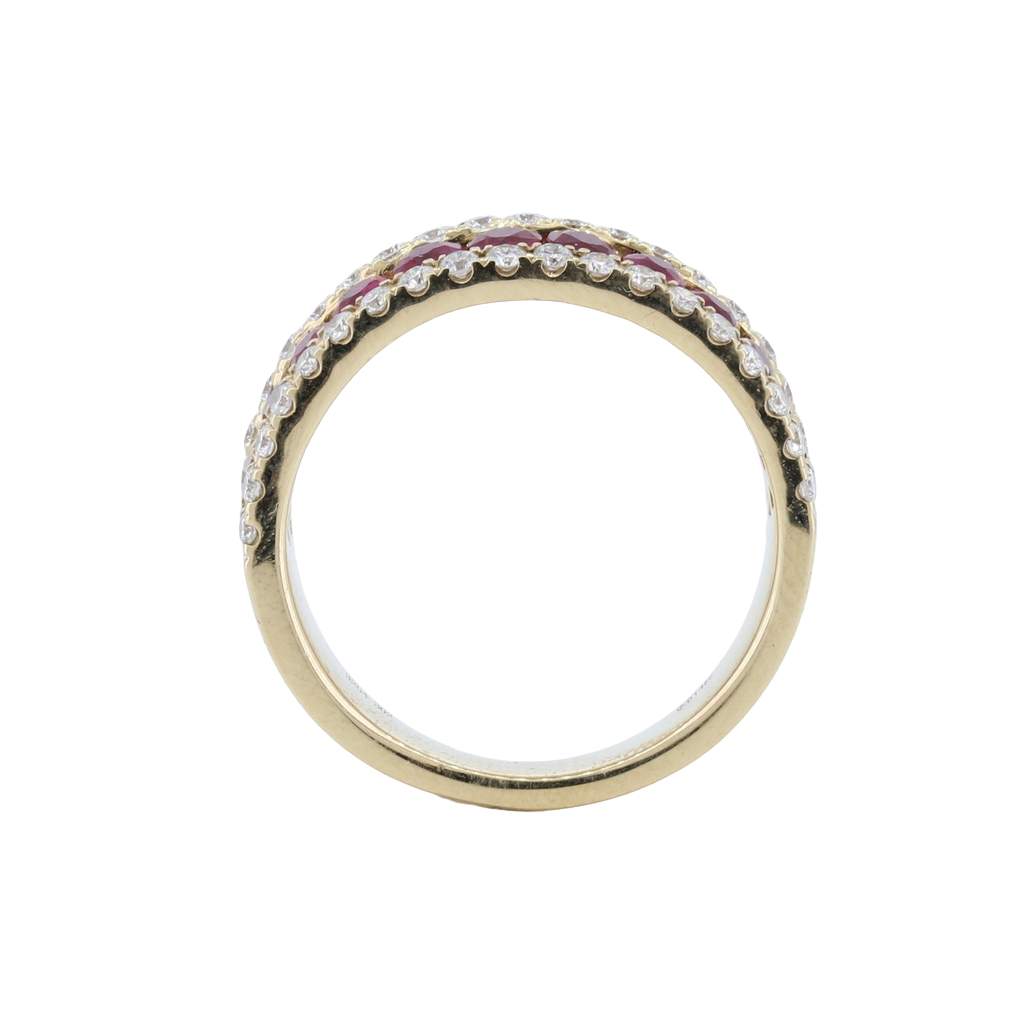 5 Row Ruby And Diamond Band In 14Kt Yellow Gold