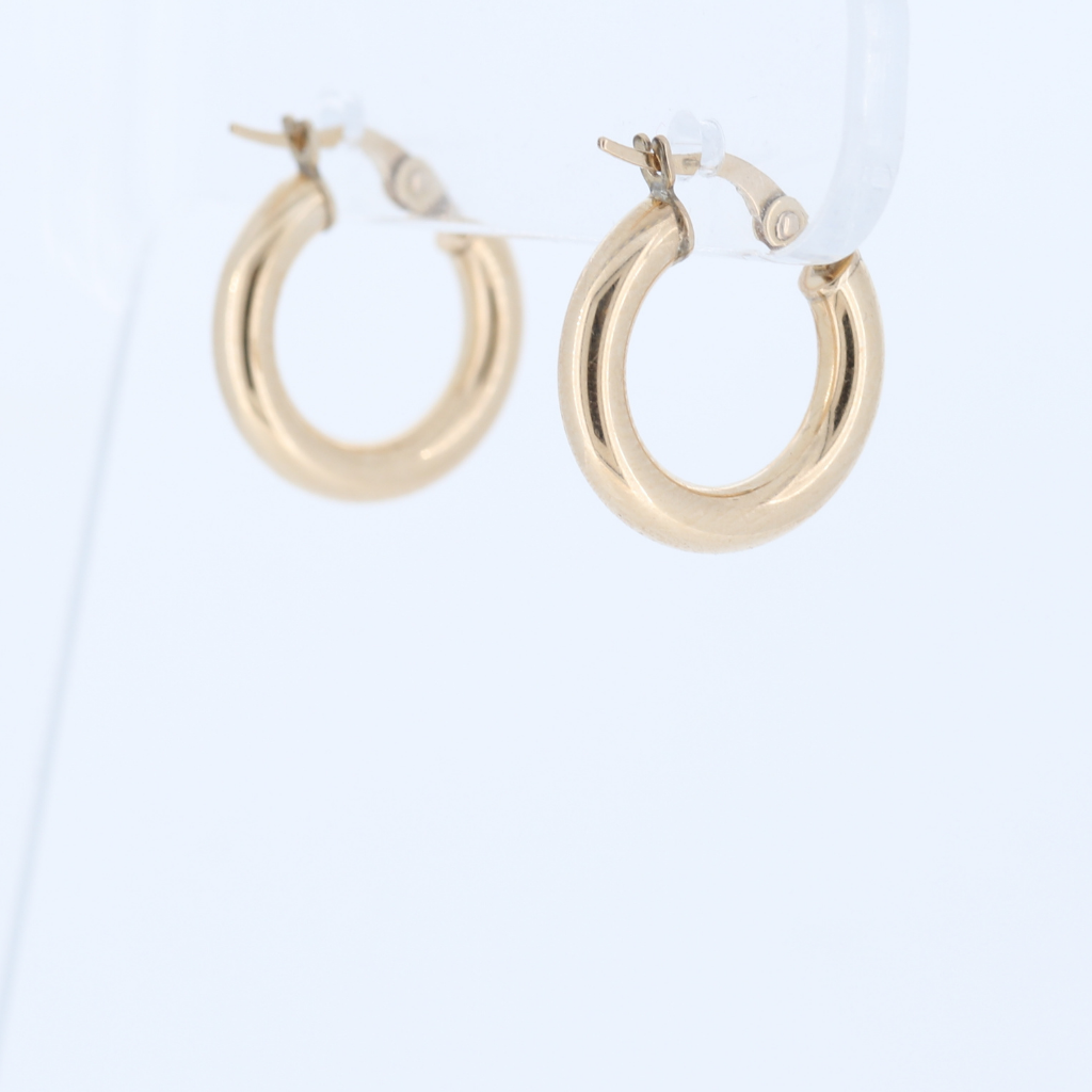 14K Yellow Gold Shine Polished Hoop Earrings