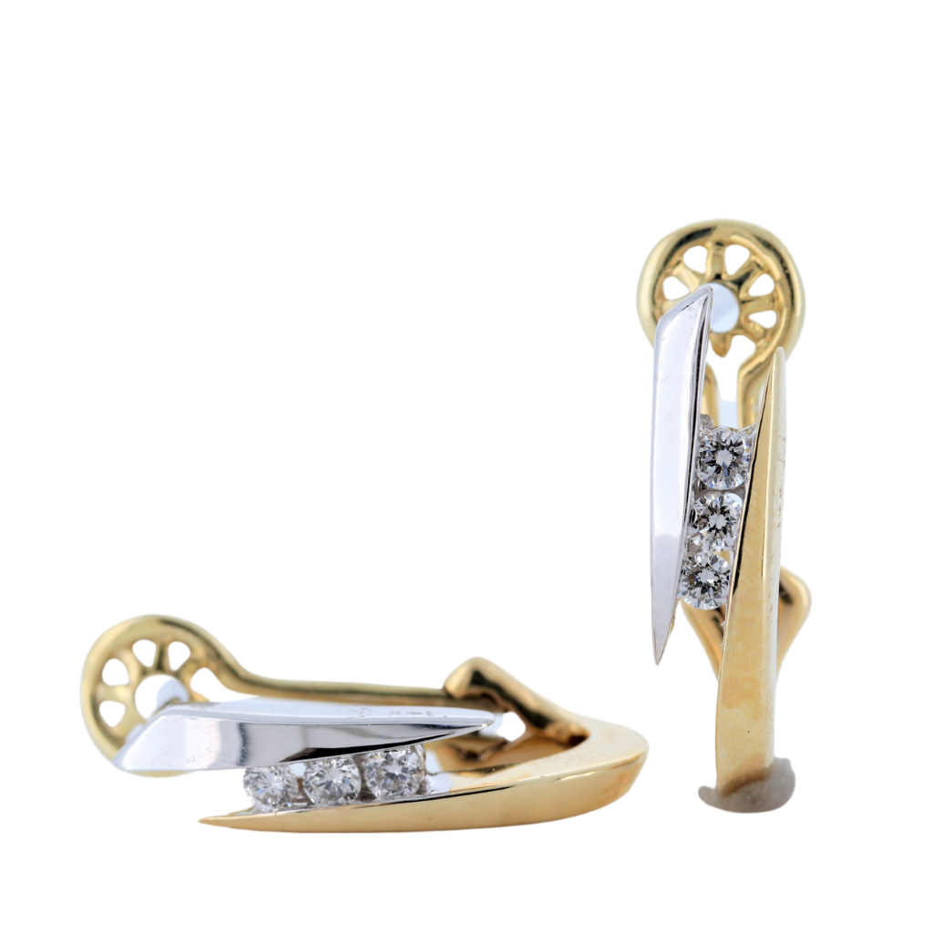 Bypass Earrings with 0.21ctw Diamonds in 14K Two Tone Gold