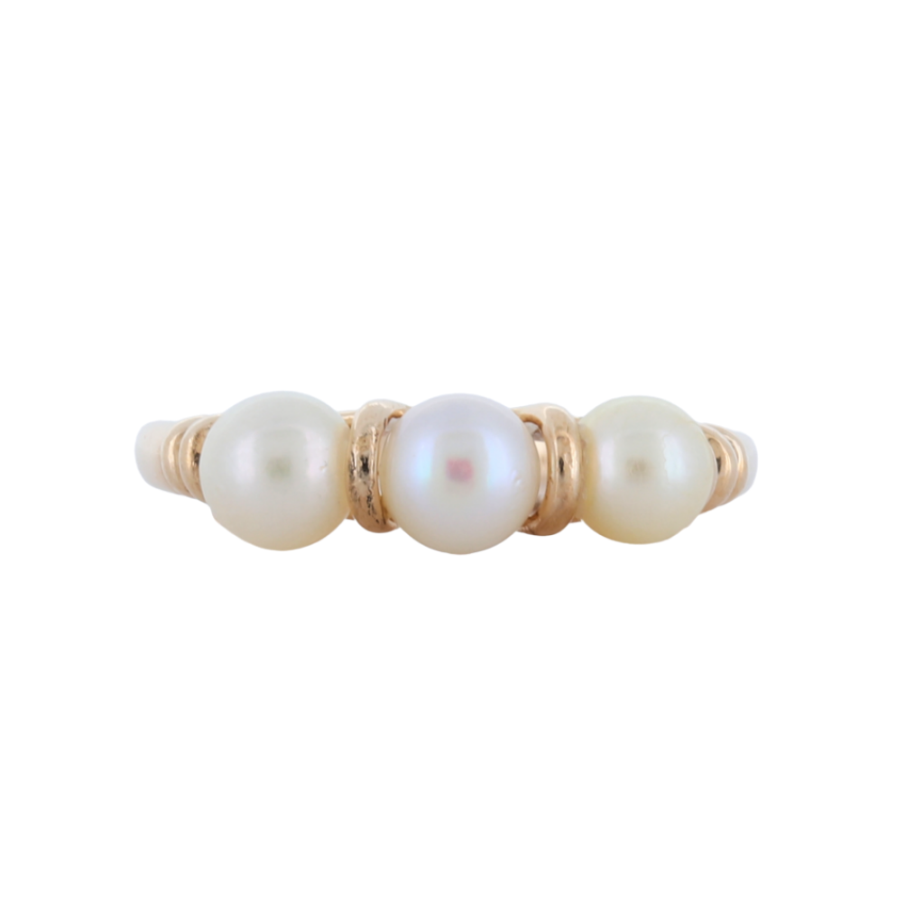 14K Yellow Gold Infant Pearl Ring.