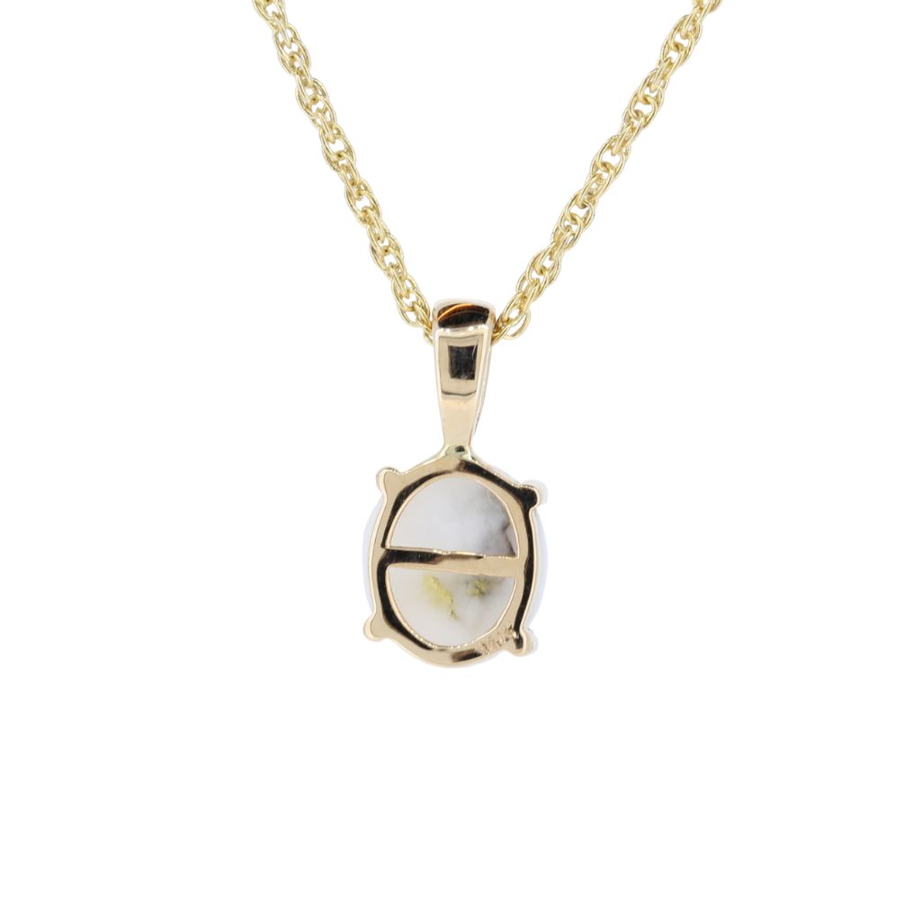 14K Yellow Gold Quartz Oval 4 Prong Pendant