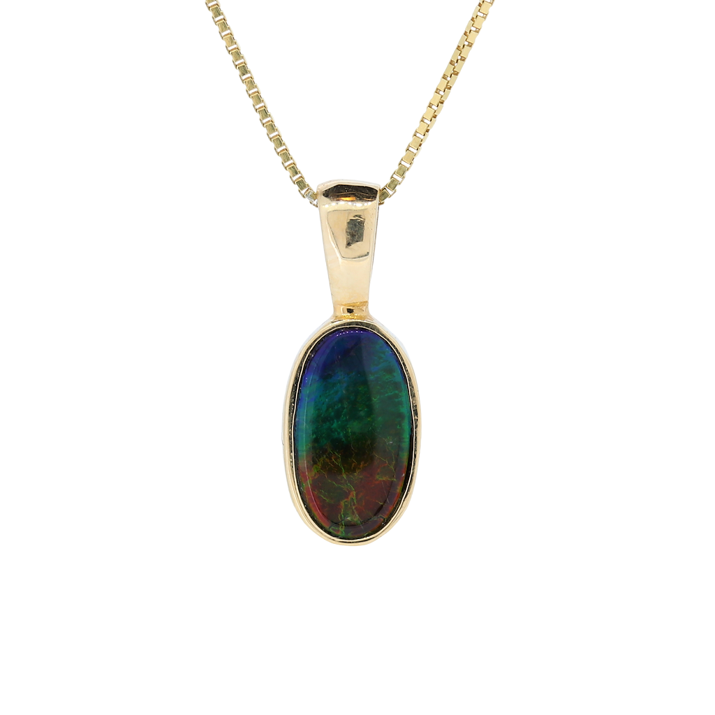 14kt Yellow Gold Oval Ammolite Pendant