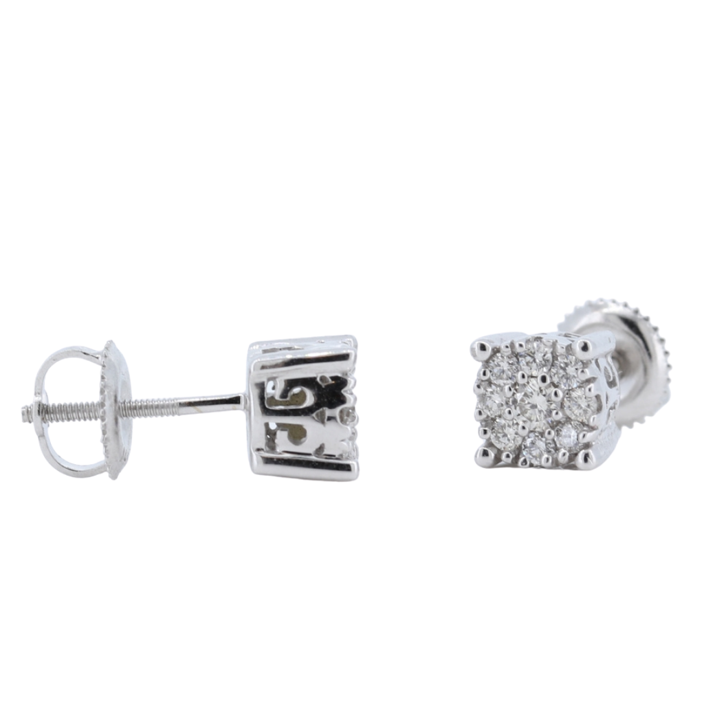 14K White Gold Diamond Cluster Earrings, 0.47ct.