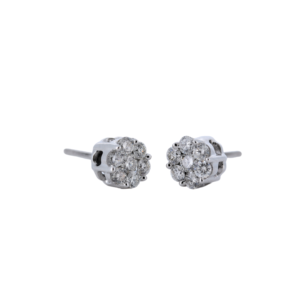 0.52ctw Diamond Floral Stud Earrings in 14K White Gold