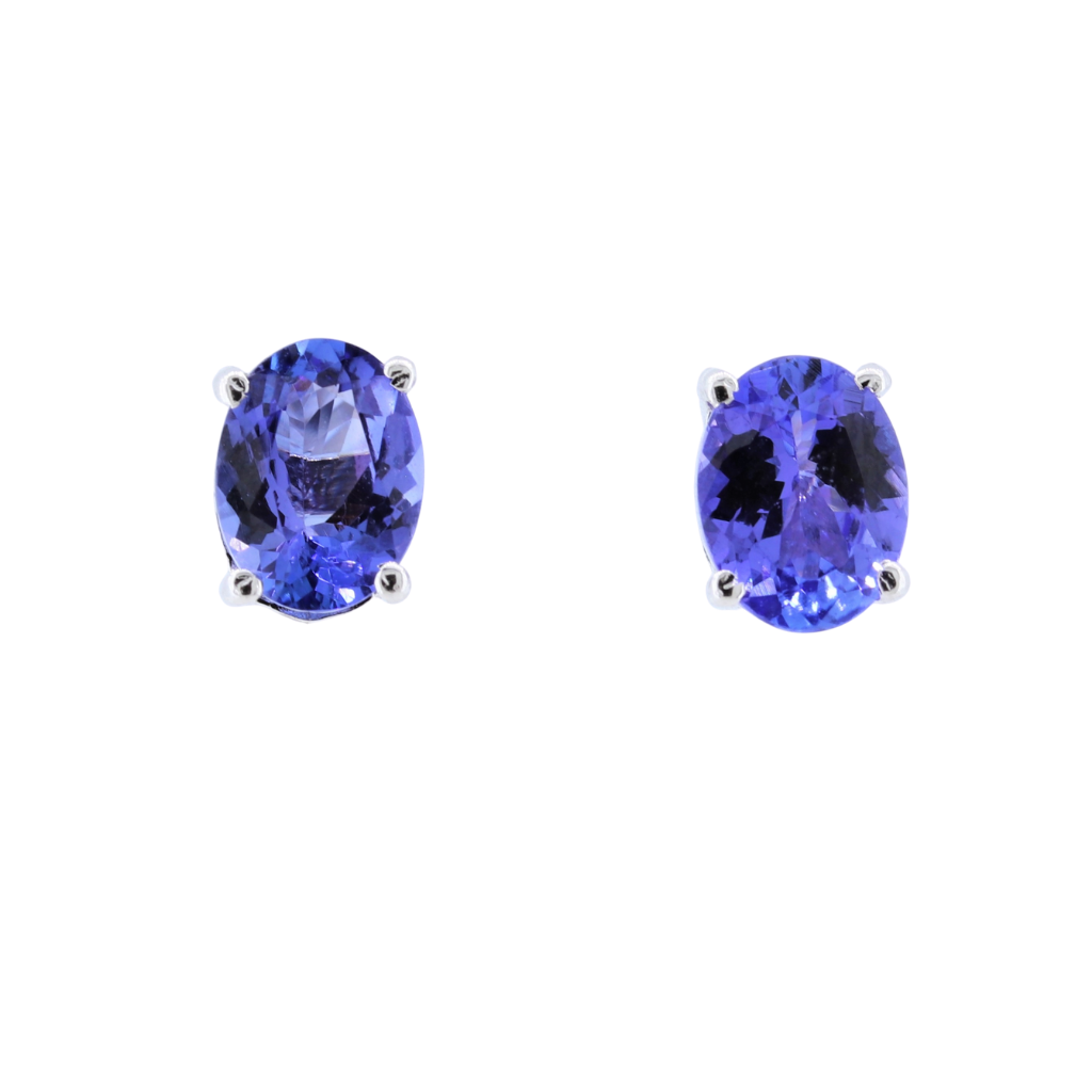 Oval Solitaire Tanzanite Stud Earrings